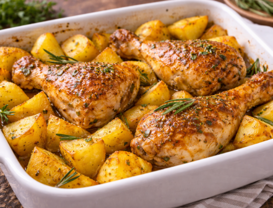 La receta fácil del día: pollo al horno con papas y mostaza listo en 30 minutos