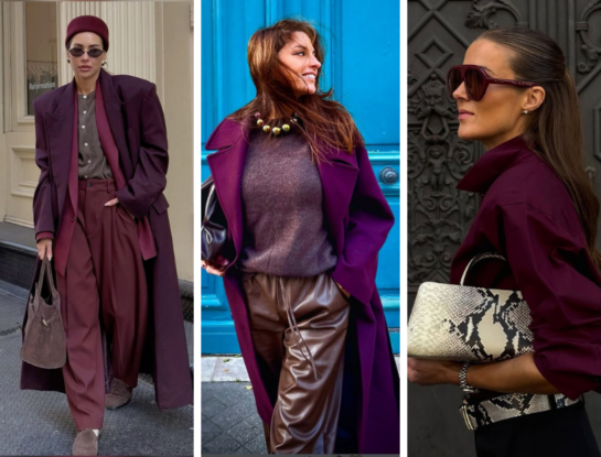 Guía de estilo: cómo combinar el color berenjena que se posiciona como el tono de la temporada
