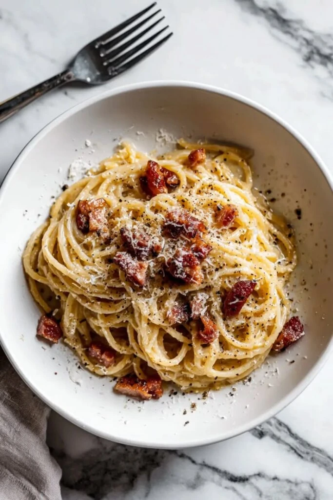 Pasta carbonara con pollo. Foto: Pinterest