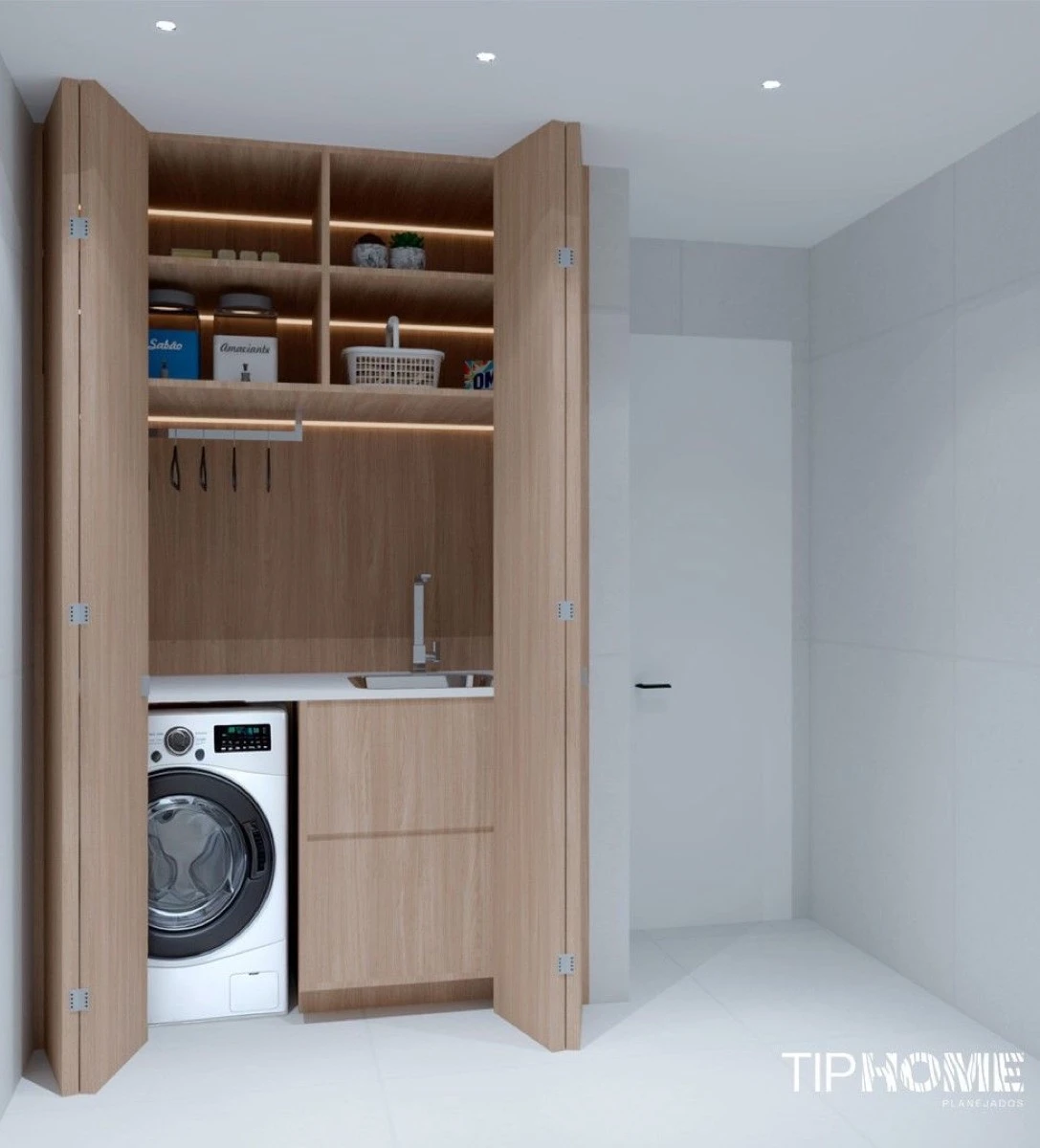 El lavadero en lugares de paso es una alternativa que aprovecha el espacio de la casa. 