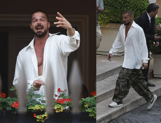 Ricky Martin se sumó a la tendencia de la camisa blanca y armó un look urbano effortless en Buenos Aires