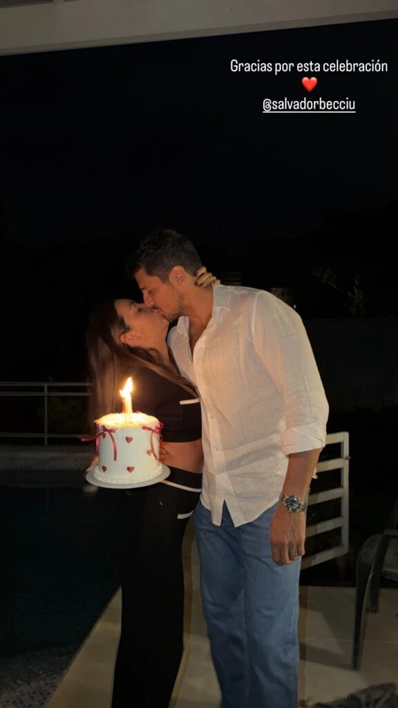 Tesouro con su pareja en su cumpleaños.