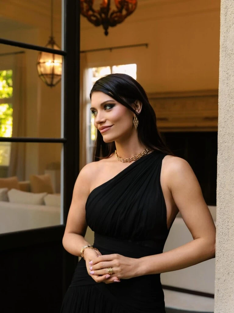 En cuanto al beauty look, la actriz optó por un maquillaje con foco en la mirada, con sombras oscuras y delineado definido que generó un efecto smokey elegante. 