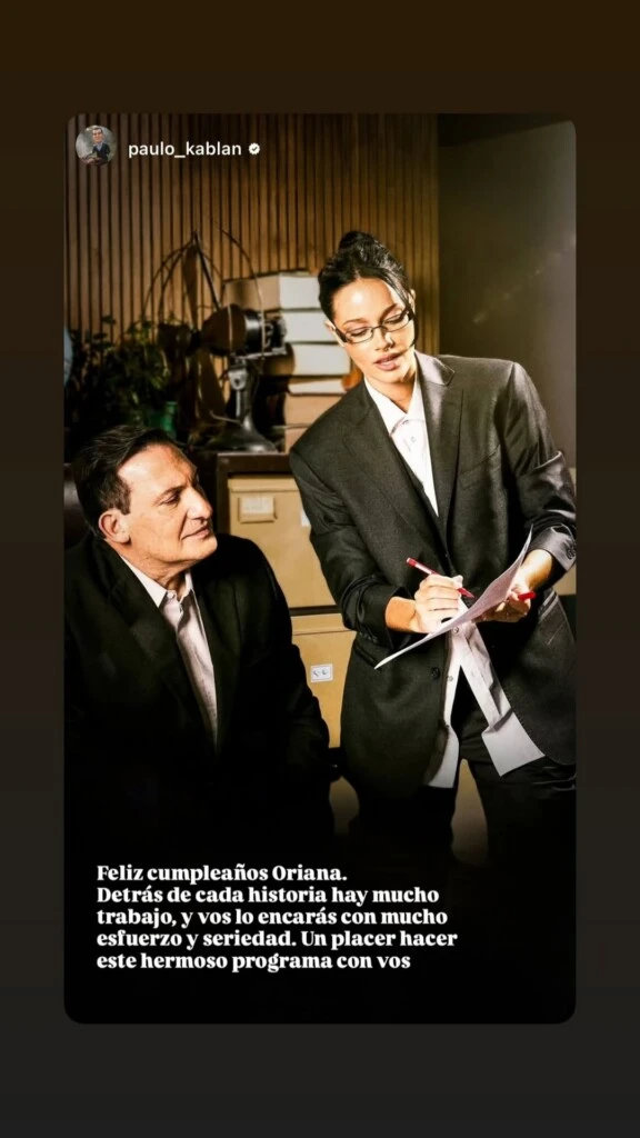 La dedicatoria de Paulo Kablan a la artista.