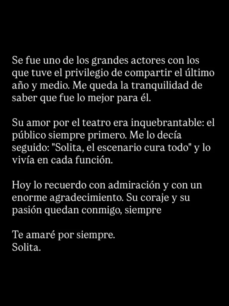 El sentido mensaje de Solita Silveyra.