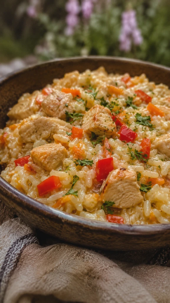 Arroz con pollo y verduras
