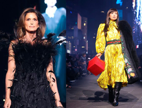 Cindy Crawford y Paris Hilton desfilaron para Gucci en Times Square