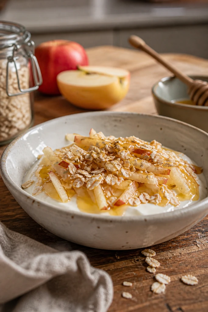 Postre de manzana, yogur y miel