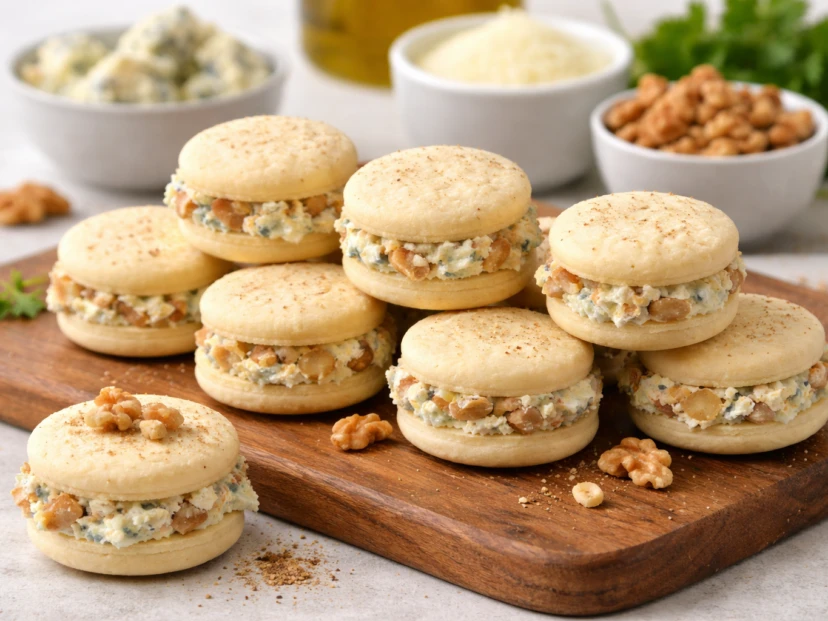 Alfajores salados de maicena: receta fácil con queso azul y nueces