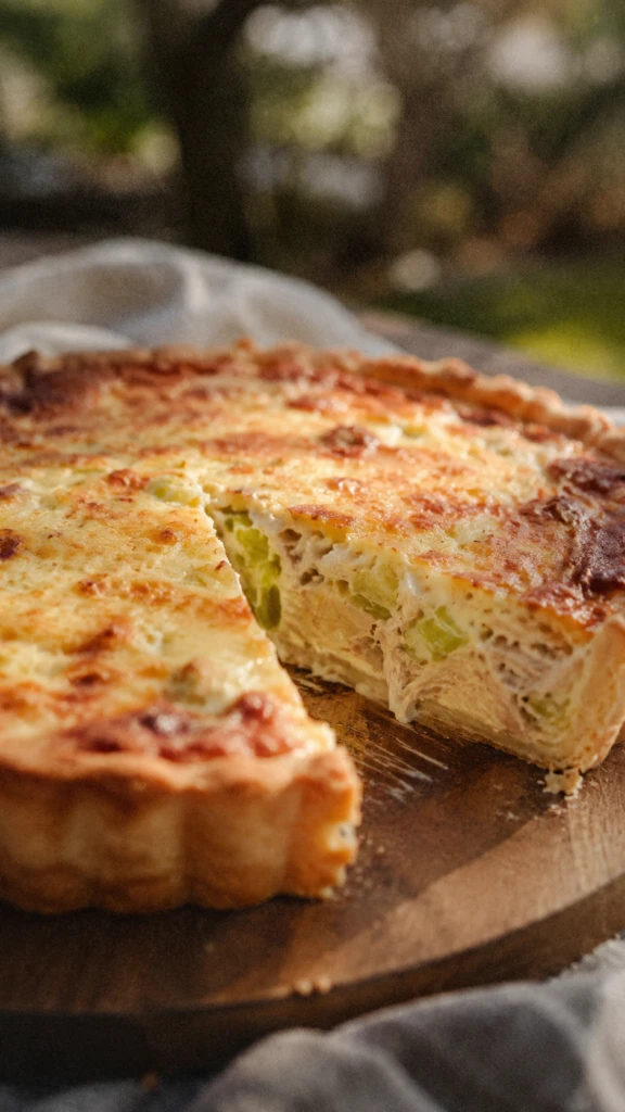 Tarta cremosa de pollo y puerro