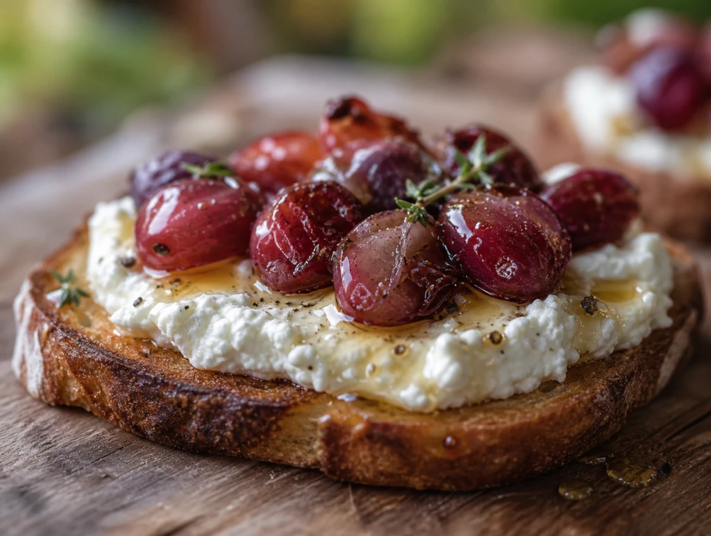 Tostadas de ricota batida con uvas asadas y miel: una receta fácil y deliciosa para el desayuno

