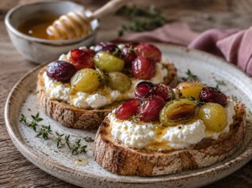 Tostadas de ricota batida con uvas asadas y miel: una receta fácil y deliciosa para el desayuno