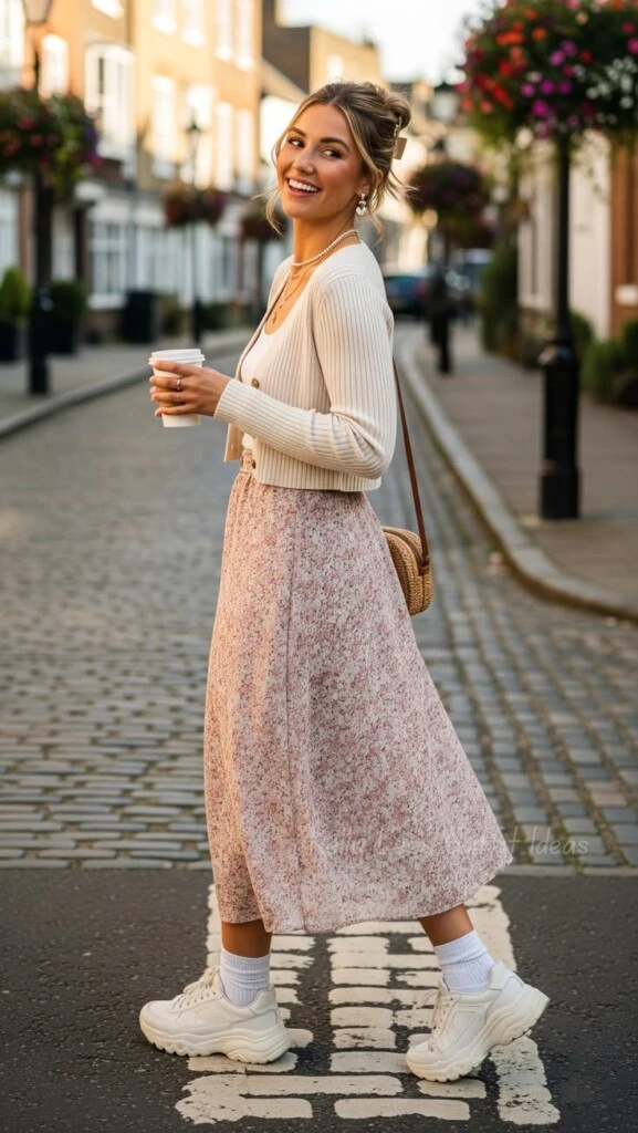 Falda y cardigan