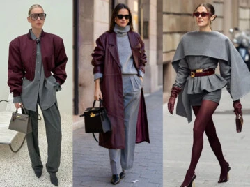 gris y bordo