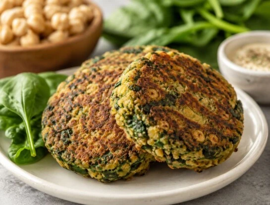 Hamburguesas de garbanzo y espinaca