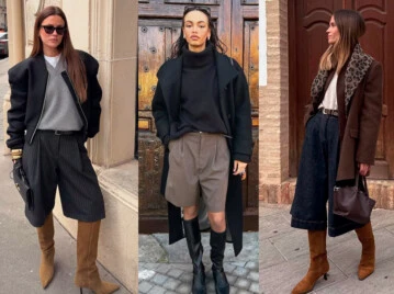 bermudas sastreras con botas altas