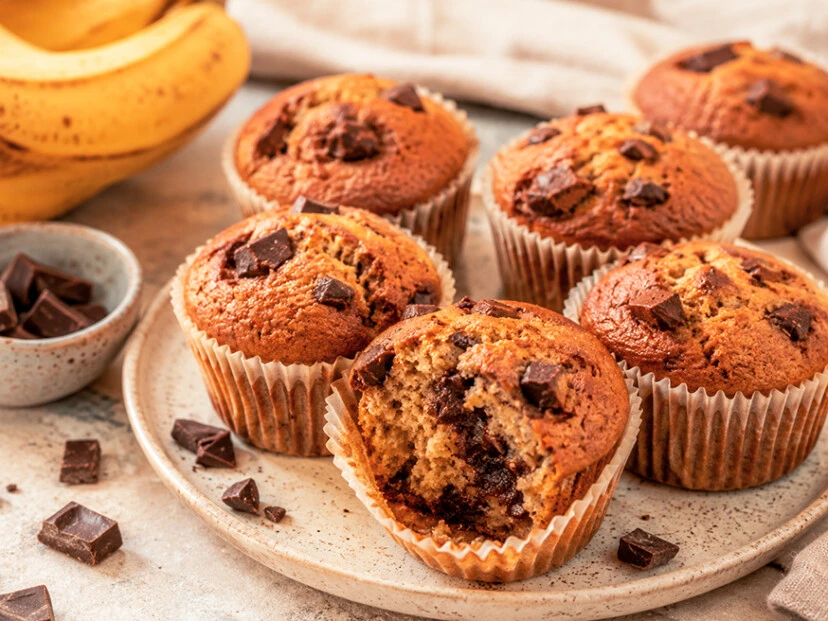 muffins de bana y chocolate