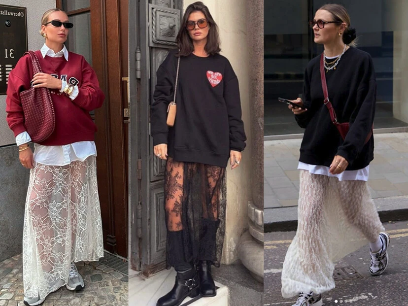 pollera de encaje larga