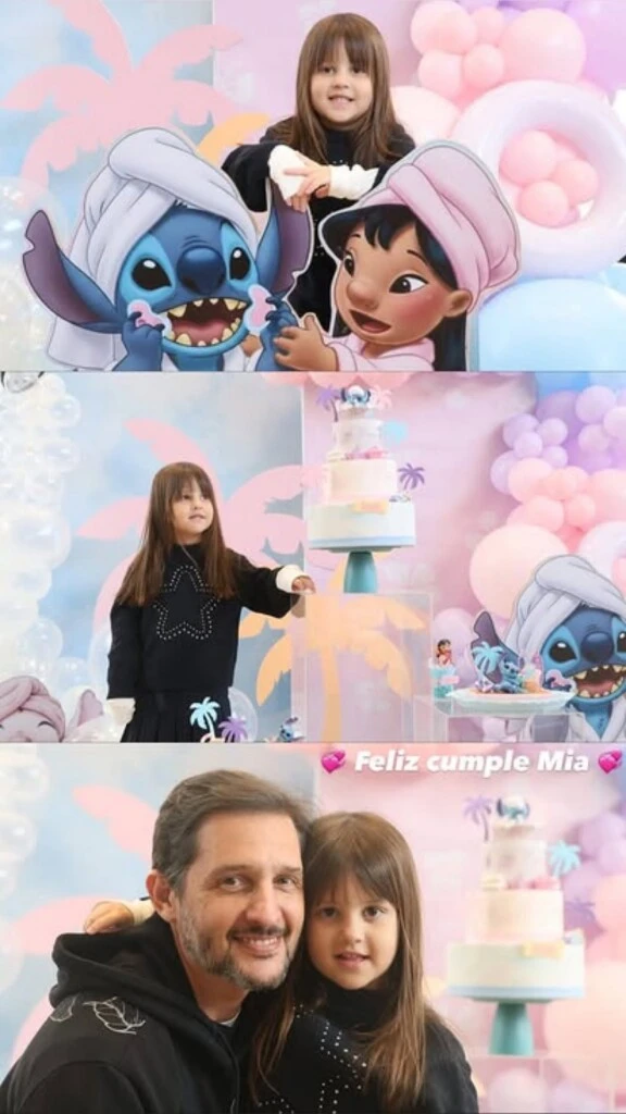 La decoración contó con tonos pasteles y figuras de Stich. Fotos: IG. 