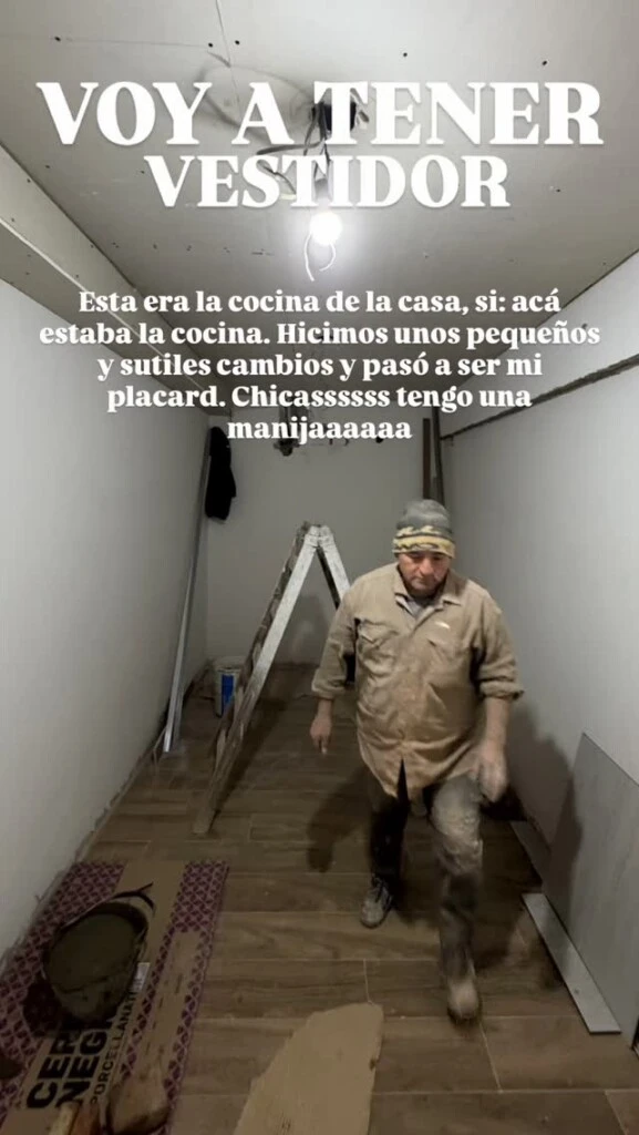 Belu sorprendió al mostrar una de las decisiones más especiales del proyecto: la creación de un ambiente diseñado exclusivamente para ella. Según contó, la antigua cocina de la propiedad será transformada en un enorme vestidor.