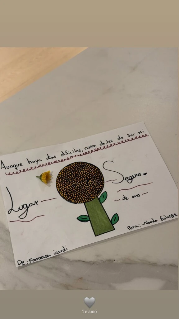 A través de sus historias de Instagram, Wanda publicó la imagen de un dibujo realizado por su hija mayor junto a un mensaje cargado de amor, contención y sensibilidad.