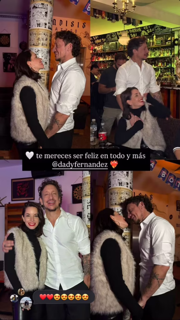 “Te mereces ser feliz en todo y más, @dadyfernandez”, escribió el actor junto a un collage de imágenes donde se los ve juntos disfrutando de una salida nocturna en un bar. 