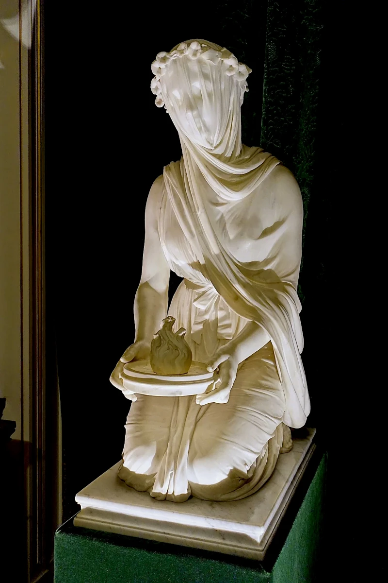 Vestale Velata (1847), la célebre escultura del artista italiano Raffaele Monti.