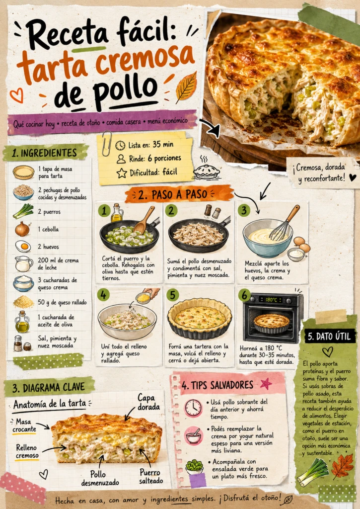 Tarta de puerro y pollo