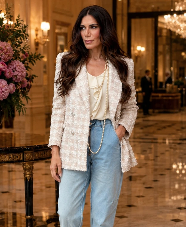 Flor de la V y su look súper chic. 