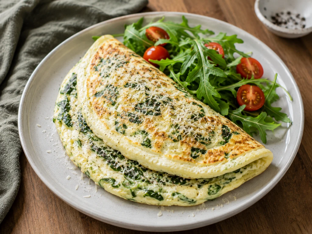 Omelette soufflé de espinaca y parmesano: esponjoso, saludable y lleno de sabor
