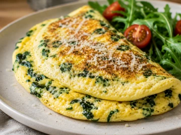 Omelette soufflé de espinaca y parmesano: esponjoso, saludable y lleno de sabor