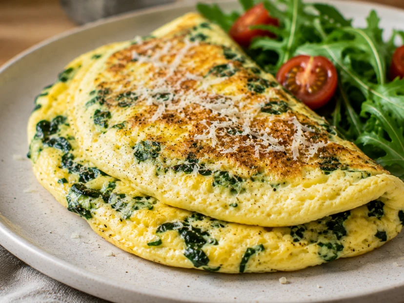 Omelette soufflé de espinaca y parmesano: esponjoso, saludable y lleno de sabor