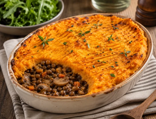 Pastel de lentejas y batata: la receta vegetariana del clásico shepherd’s pie