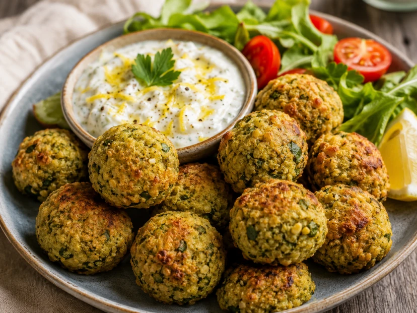 Falafel de zucchini al horno con salsa de yogur y limón: una versión más liviana y llena de sabor