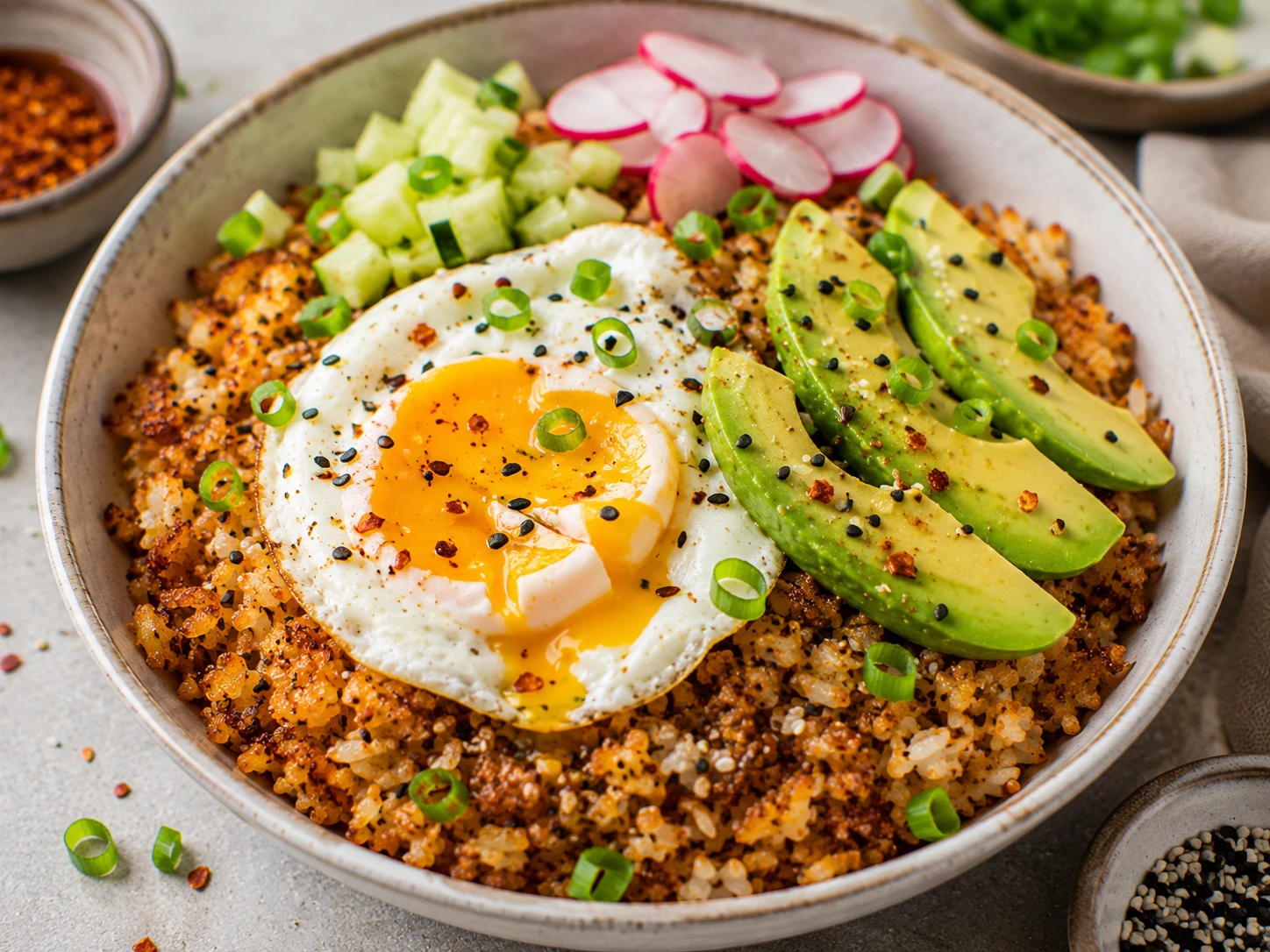 Arroz crocante al horno con palta y huevo: una receta que combina textura, sabor y pocos ingredientes