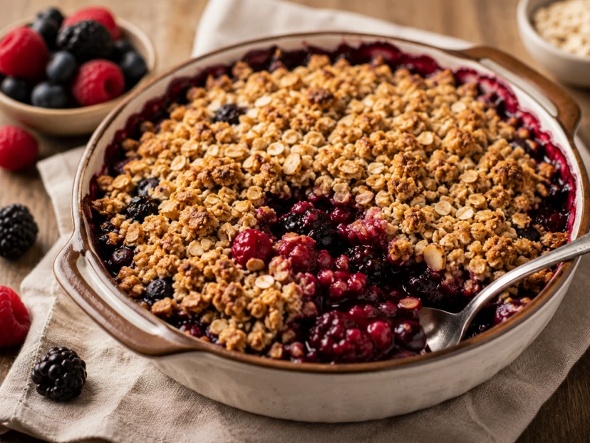 Crumble de frutos rojos y avena: un postre saludable, crocante y muy fácil de hacer