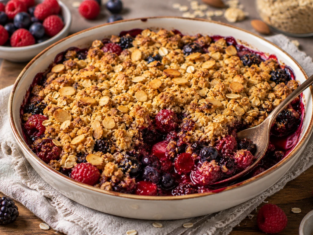 Crumble de frutos rojos y avena: una receta saludable, crocante y muy fácil de hacer