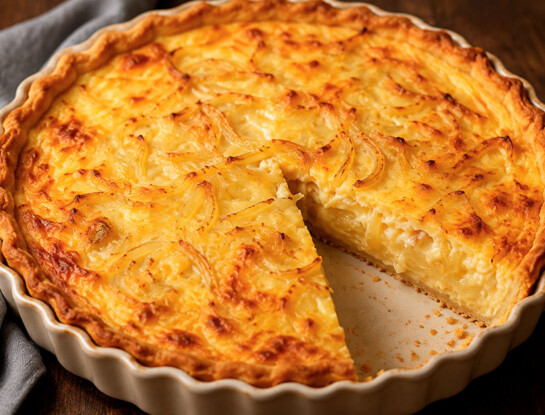 Tarta haragana de cebolla y queso: la cena perfecta para una noche de lluvia
