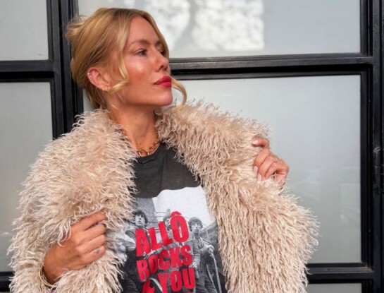 Nicole Neumann apostó al estilo rockero con un look oversized y botas altas