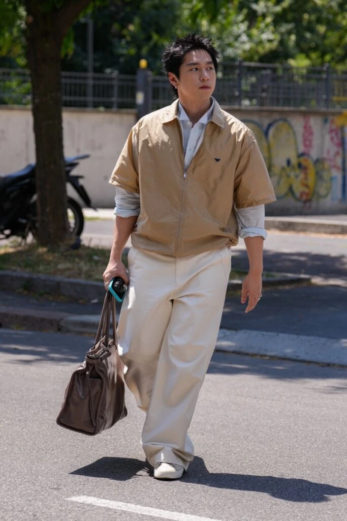 Street style desfile Menswear Prada en Milán