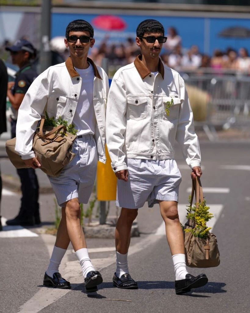 Street style desfile Menswear Prada en Milán