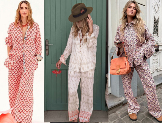 El pijama a la calle: cómo llevar el look de cama con impronta boho chic y accesorios XL