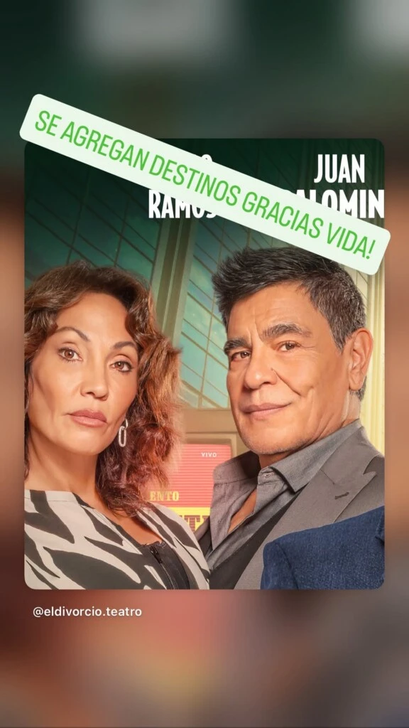 La periodista compartió una publicación oficial de la obra teatral en la que se anunciaban nuevas funciones y expresó: “Se agregan destinos, gracias vida!”.