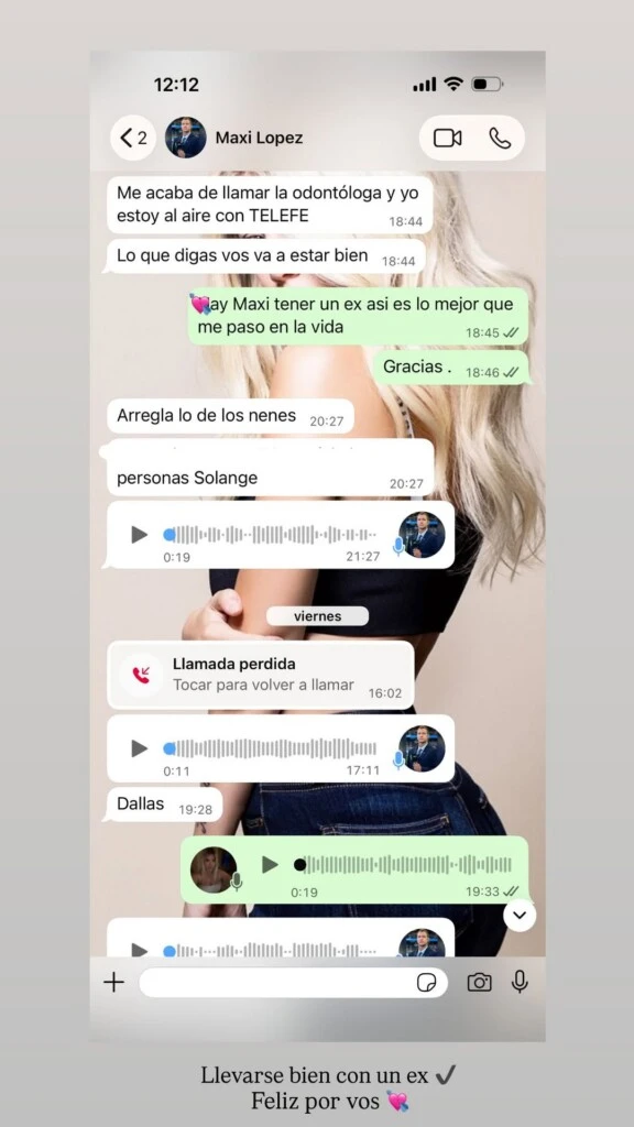 Wanda mostró una captura de pantalla de un chat de WhatsApp con el padre de sus tres hijos mayores, en el que quedó en evidencia la buena relación que construyeron con el paso de los años.