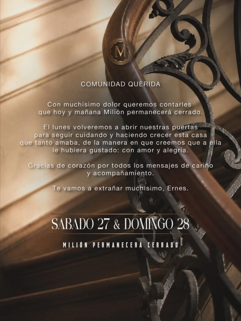 Horas después de conocerse el fallecimiento de la conductora, el restaurante emitió un sentido comunicado para informar cómo continuará su actividad.
