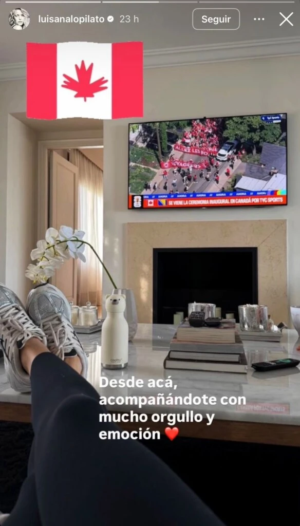 A través de sus redes sociales, la actriz compartió una imagen de la televisión encendida mientras observaba la presentación de su esposo y le dedicó unas sentidas palabras.