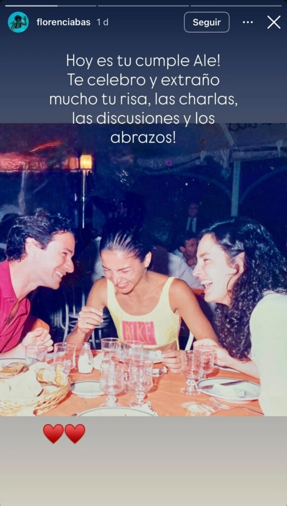 Entre los homenajes también se destacó el de Florencia Bas, esposa de Ricardo Darín y cuñada de Alejandra.