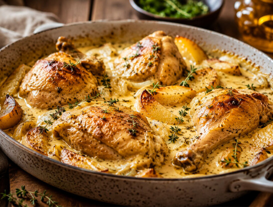 La receta fácil del día: pollo a la crema con mostaza y papas al horno, una comida reconfortante para el invierno