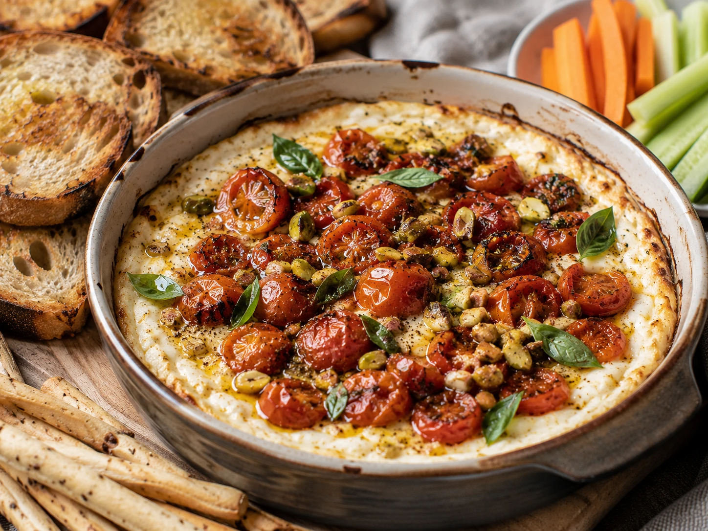Dip caliente de ricota y tomates asados: la receta fácil y cremosa ideal para compartir