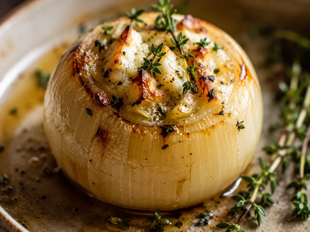 Cebollas enteras asadas con tomillo y queso de cabra: una receta simple que sorprende

